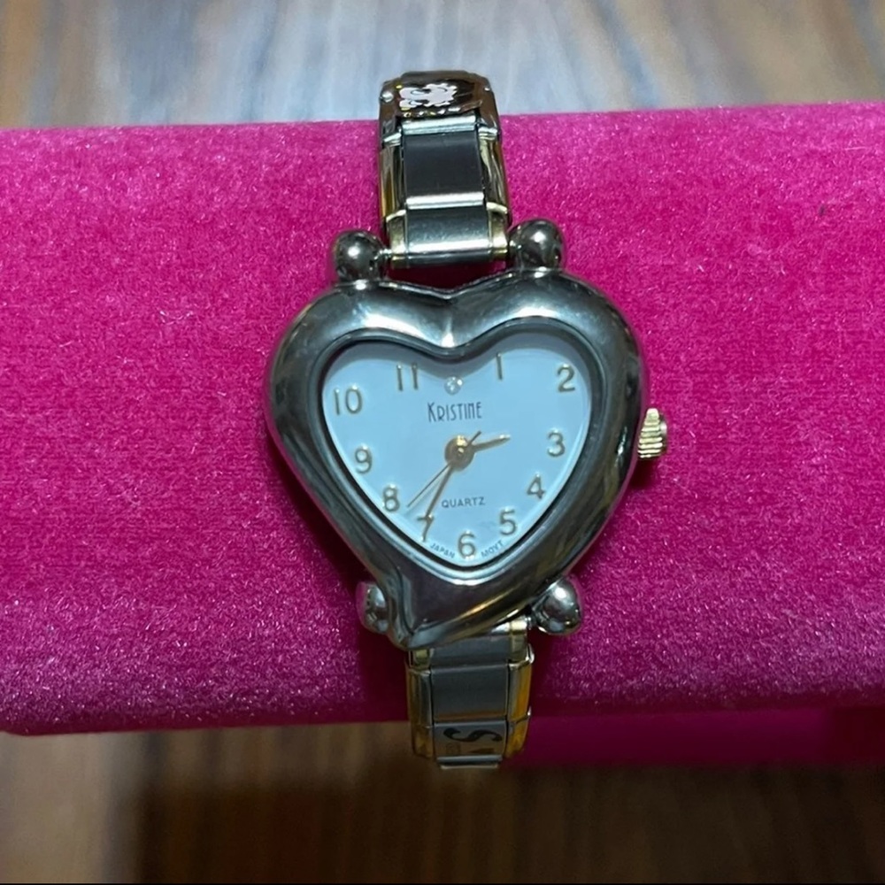 Vintage Kristine Quartz Sterling Heart Watch
